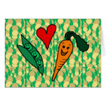 Peas Love Carrots, Cute Green and Orange Design Greeting Cards