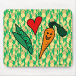 Peas Love Carrots, Cute Green and Orange Design Mouse Mats