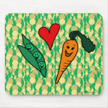 Peas Love Carrots, Cute Green and Orange Design Mouse Mats