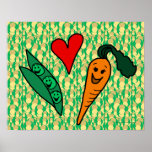 Peas Love Carrots, Cute Green and Orange Design Print