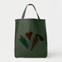 Peas Love Carrots, Cute Green Grocery Shopping Bag