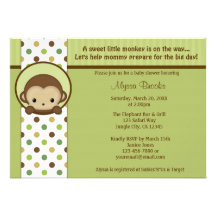 Peek-a-Boo Mod Monkey Baby Shower invitation MPPv4