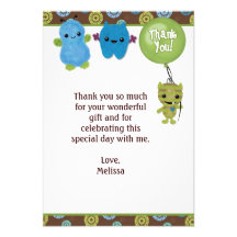 Peek a Boo MONSTERS Thank You 3.5"x5" PABC (FLAT) Personalised Invitations