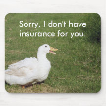 Pekin duck with open bill on green grass mouse mats