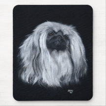 Pekingese Portrait in Black & White Mouse Pad