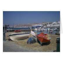 Pelican and Boats Greeting Card
