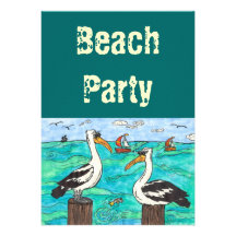 Pelicans Beach party invitations