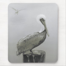 Pelicans in the fog mousepads
