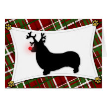 Pembroke Welsh Corgi Reindeer Christmas Card