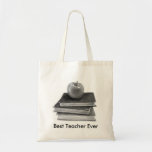 PENCIL ART: BOOKS, APPLE: FOR TEACHER CANVAS BAGS