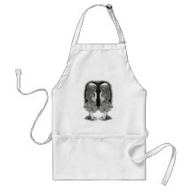 Pencil Drawing of Two Little Girls Face To Face Aprons