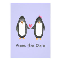 Pengin Luv Wedding Invite