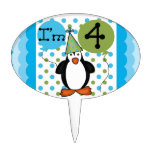 Penguin 4th Birthday Cake Topper