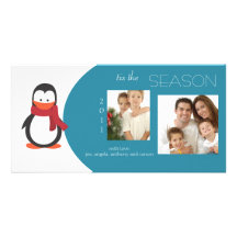 Penguin Blue Holiday Photo Card
