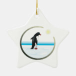 penguin circle design christmas ornaments