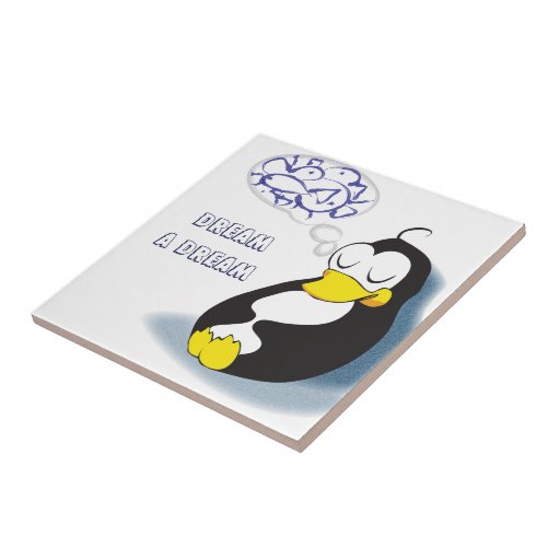 penguin dreaming about fish tiile tiles