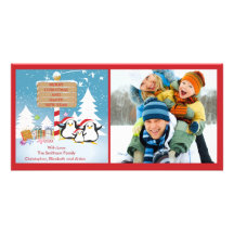 Penguin Family Of 3 Holiday Christmas Photo Card