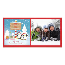 Penguin Family Of 5 Holiday Christmas Photo Card