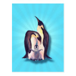 PENGUIN FAMILY & RAYS by SHARON SHARPE Postcard