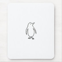 Penguin - fun simple fresh ink line drawing art mouse pads