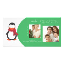 Penguin Green Holiday Photo Card