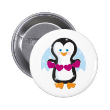 Penguin Heart Pinback Button