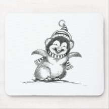 Penguin Illustration Mouse Pad