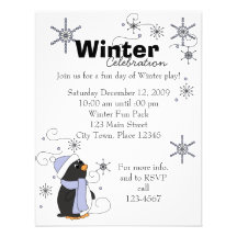 Penguin in Awe Custom Invitations