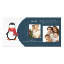 Penguin Navy Holiday Photo Card
