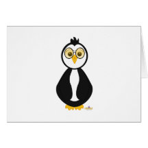 Penguin Nerd With Glasses Greeting Cards