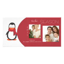 Penguin Red Holiday Photo Card