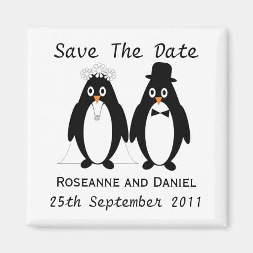 Penguin Save The Date Wedding Announcement Magnets
