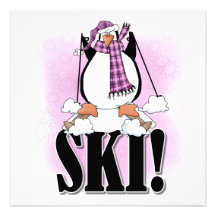 Penguin Ski Tshirts and Gifts Personalized Announcement