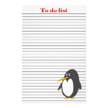 Penguin To Do List Custom Stationery