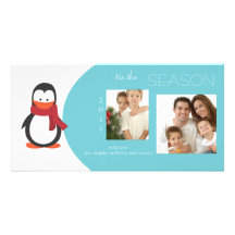 Penguin Turquoise Holiday Photo Card