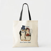 Penguin Wedding Bride and Groom Tie - Customise Bag