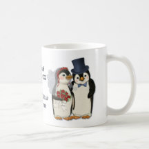 Penguin Wedding Bride and Groom Tie - Customise Mug