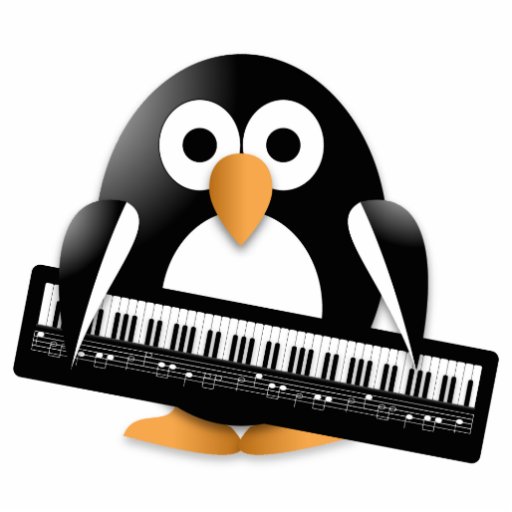 Penguin with piano keyboard acrylic cut outs - Zazzle.com.au