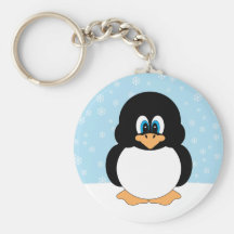 Penguin with Snowflakes Keychain