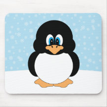 Penguin with Snowflakes Mousepad