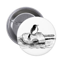 Penguins afloat on an Ice Cream "Boat!" Pinback Button
