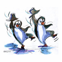 Penguins dancing photo sculptures