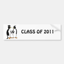 Penguins Graduation Cartoon Bumper Stickers