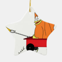 Penguins Playing in a Wagon Christmas Tree Ornament