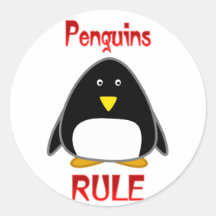 Penguins Rule Round Stickers