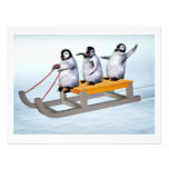 Penguins Sled Custom Invitation