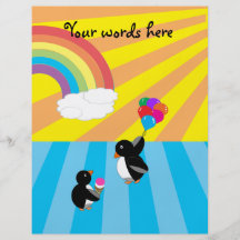 Penguins with ice cream and balloons full color flyer