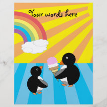Penguins with ice cream and rainbow personalized flyer