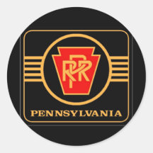 Pennsylvania Railroad Logo, Black & Gold Round Sticker
