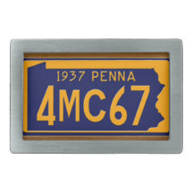 Pennsylvania Vintage License Plate 1937 Buckle Rectangular Belt Buckles
